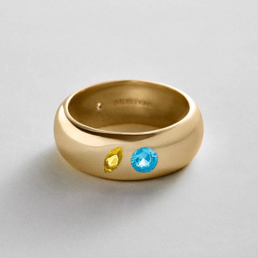 Custom Two-Stone Gold-Plated Band Ring