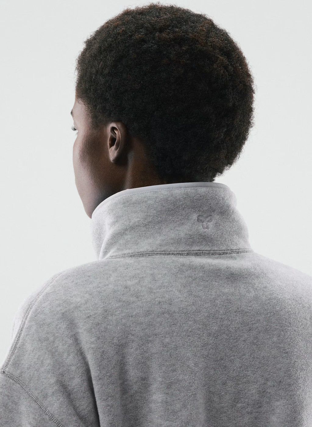 Oversized Half-Zip Microfleece Pullover - Gray