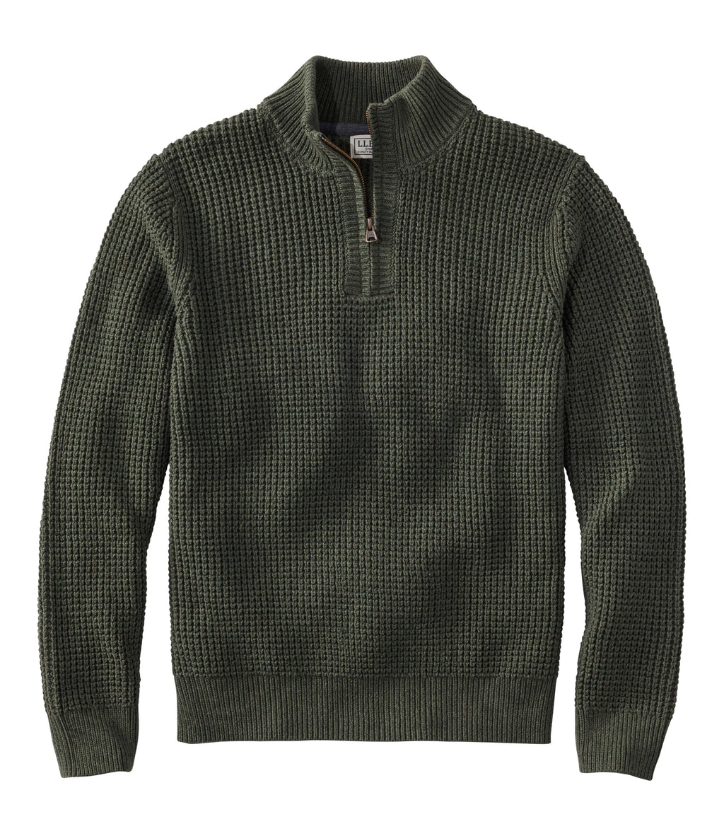 Men's Organic Cotton Waffle Quarter-Zip Sweater