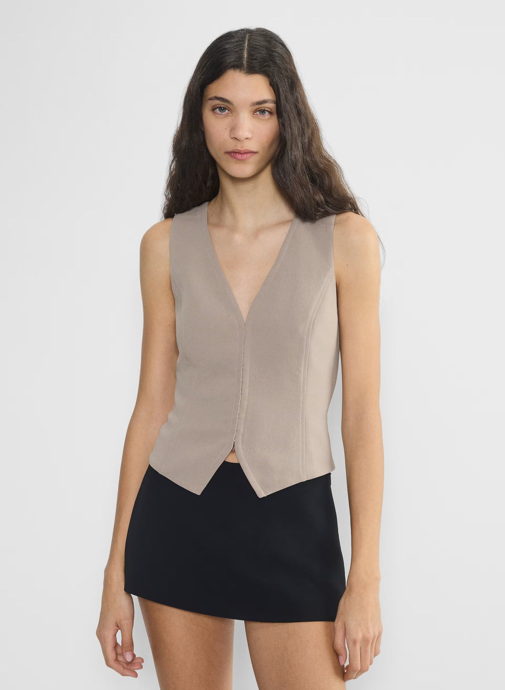 Lined Tailored Suit Vest - Olive