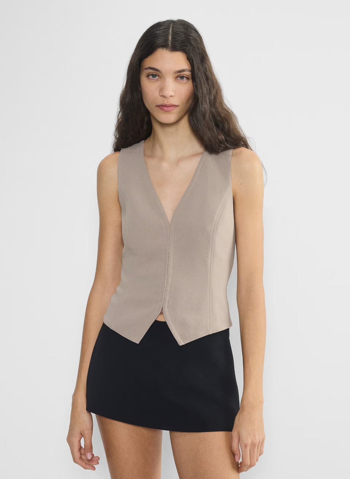 Lined Tailored Suit Vest - Olive