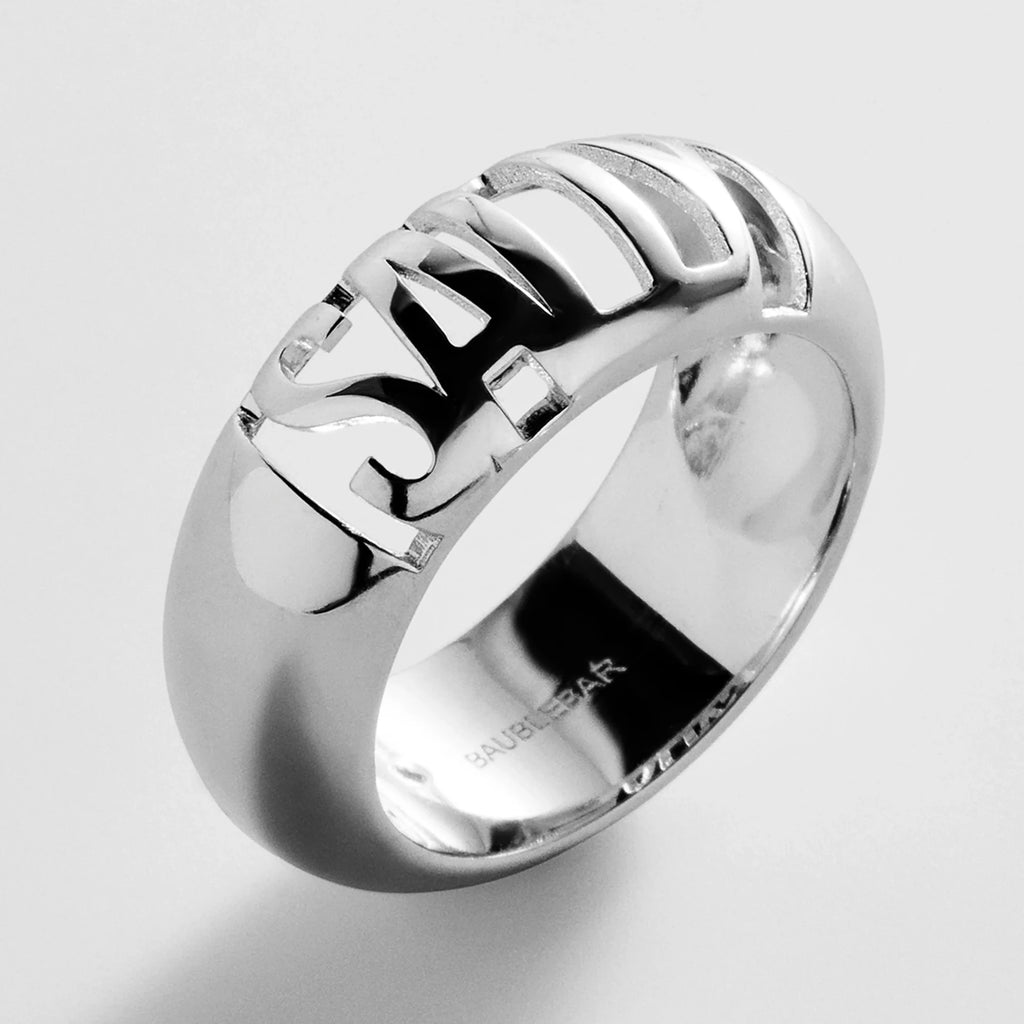 Personalized Silver-Tone Letter Band Ring