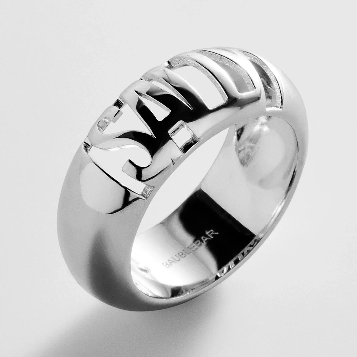 Personalized Silver-Tone Letter Band Ring