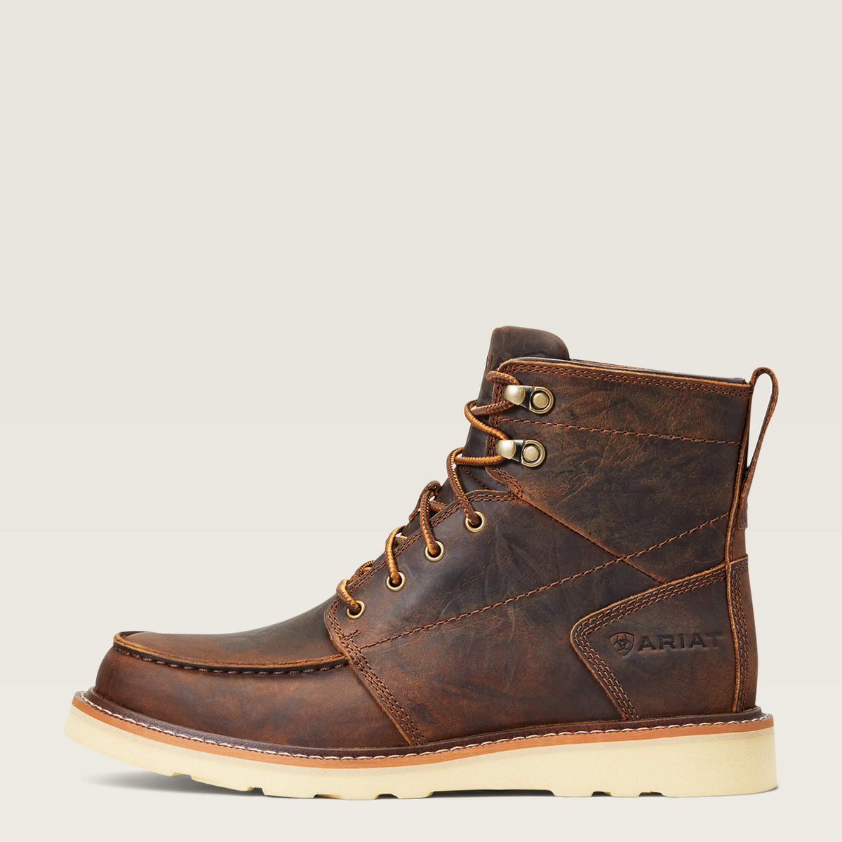 Men's Leather Lace-Up Work Boots - Tan