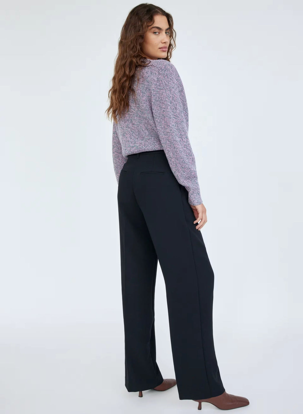 High-Rise Wide-Leg Crepe Trousers - Sand