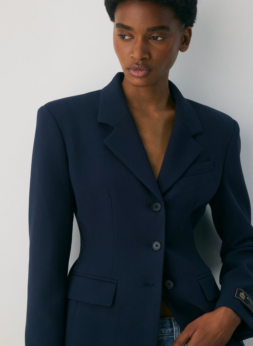 Single-Breasted Stretch Blazer - Brown Check