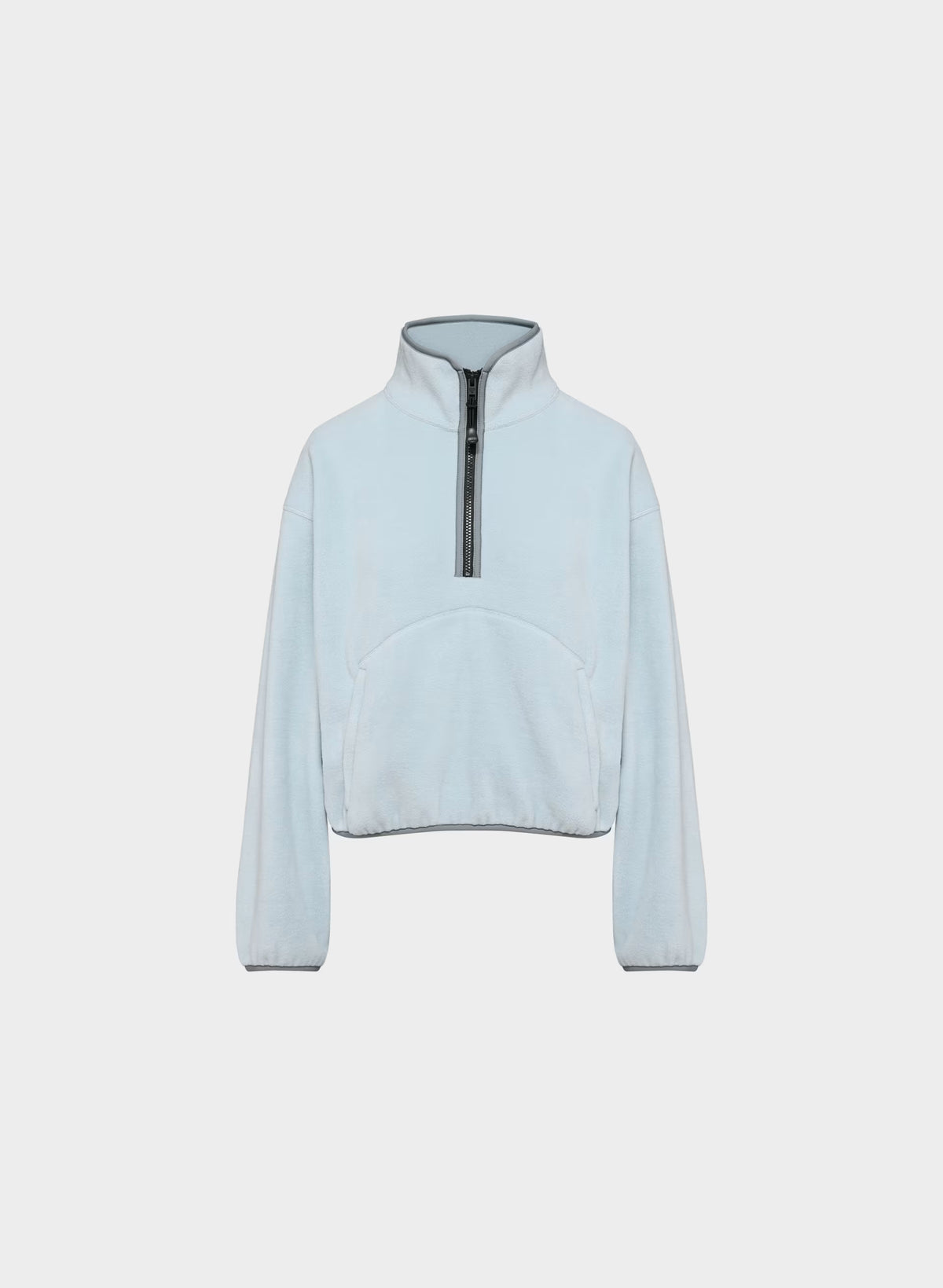 Oversized Half-Zip Microfleece Pullover - Gray