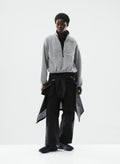 Oversized Half-Zip Microfleece Pullover - Gray
