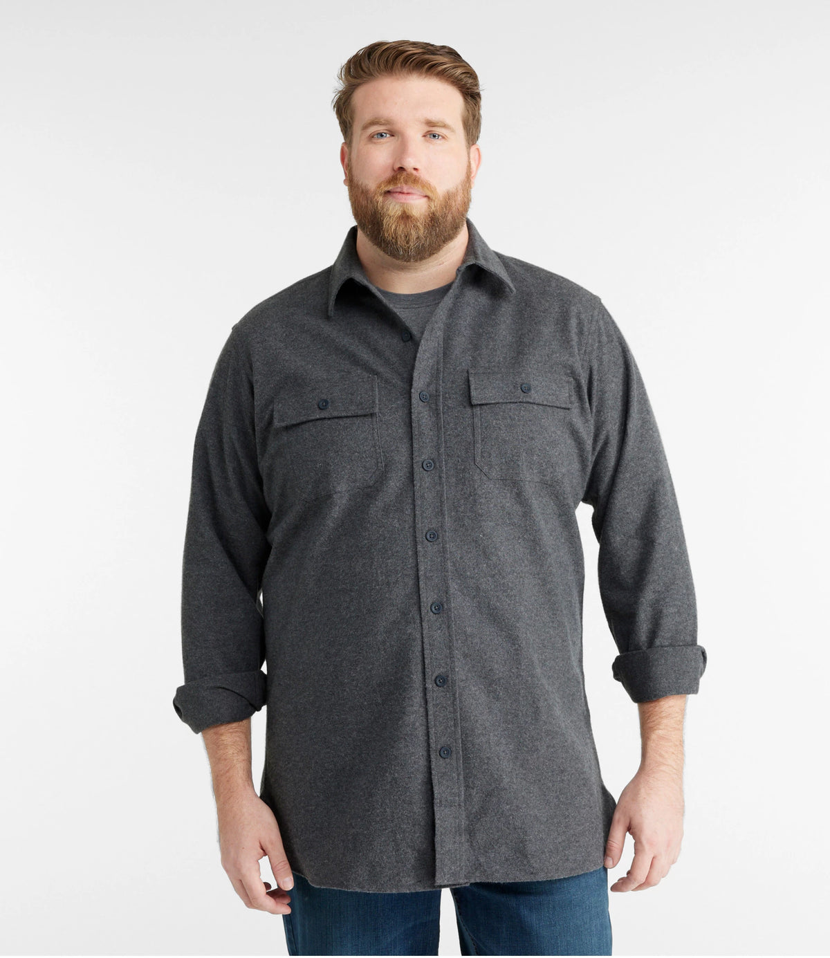 Men's Heavyweight Flannel Button-Up Shirt - Gray