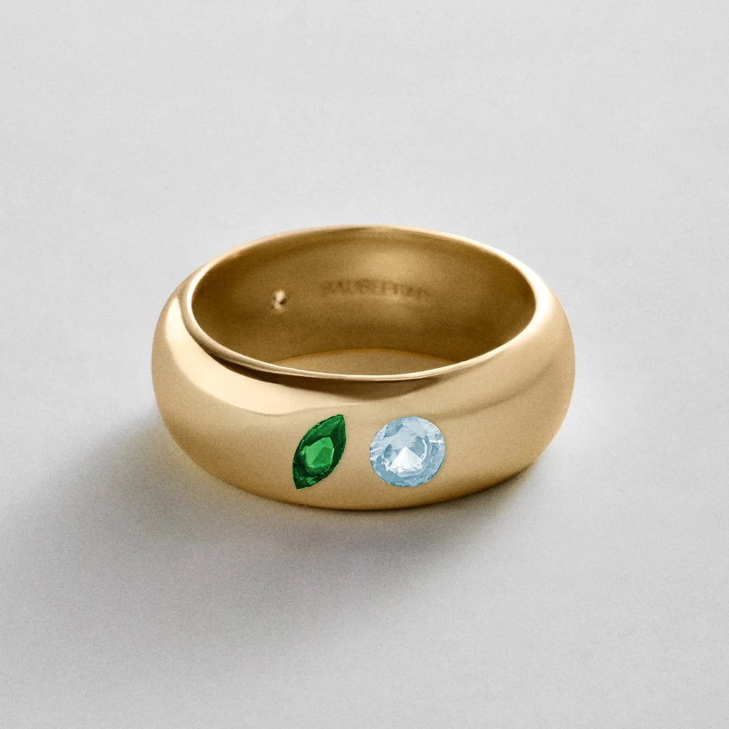 Custom Two-Stone Gold-Plated Band Ring
