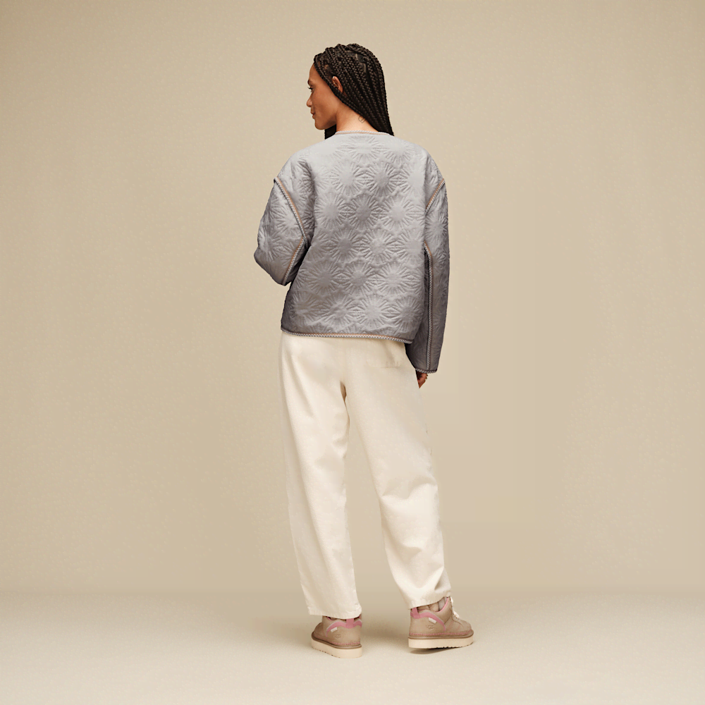 Oversized Lightweight Quilted Jacket - Light Gray