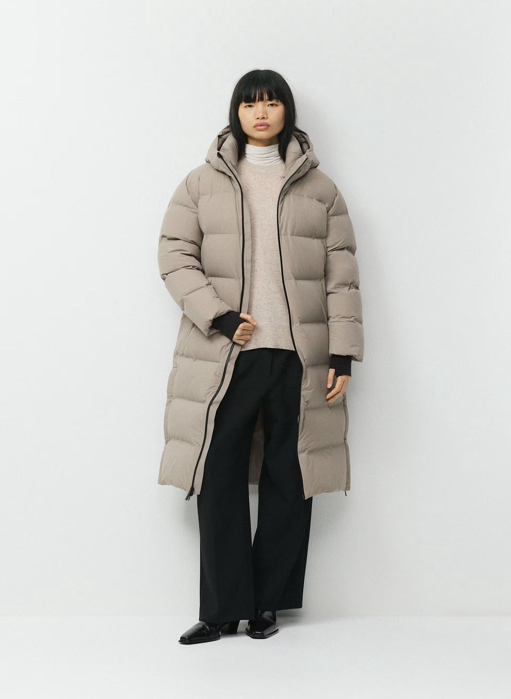 Waterproof Long Down Puffer Coat - Gray