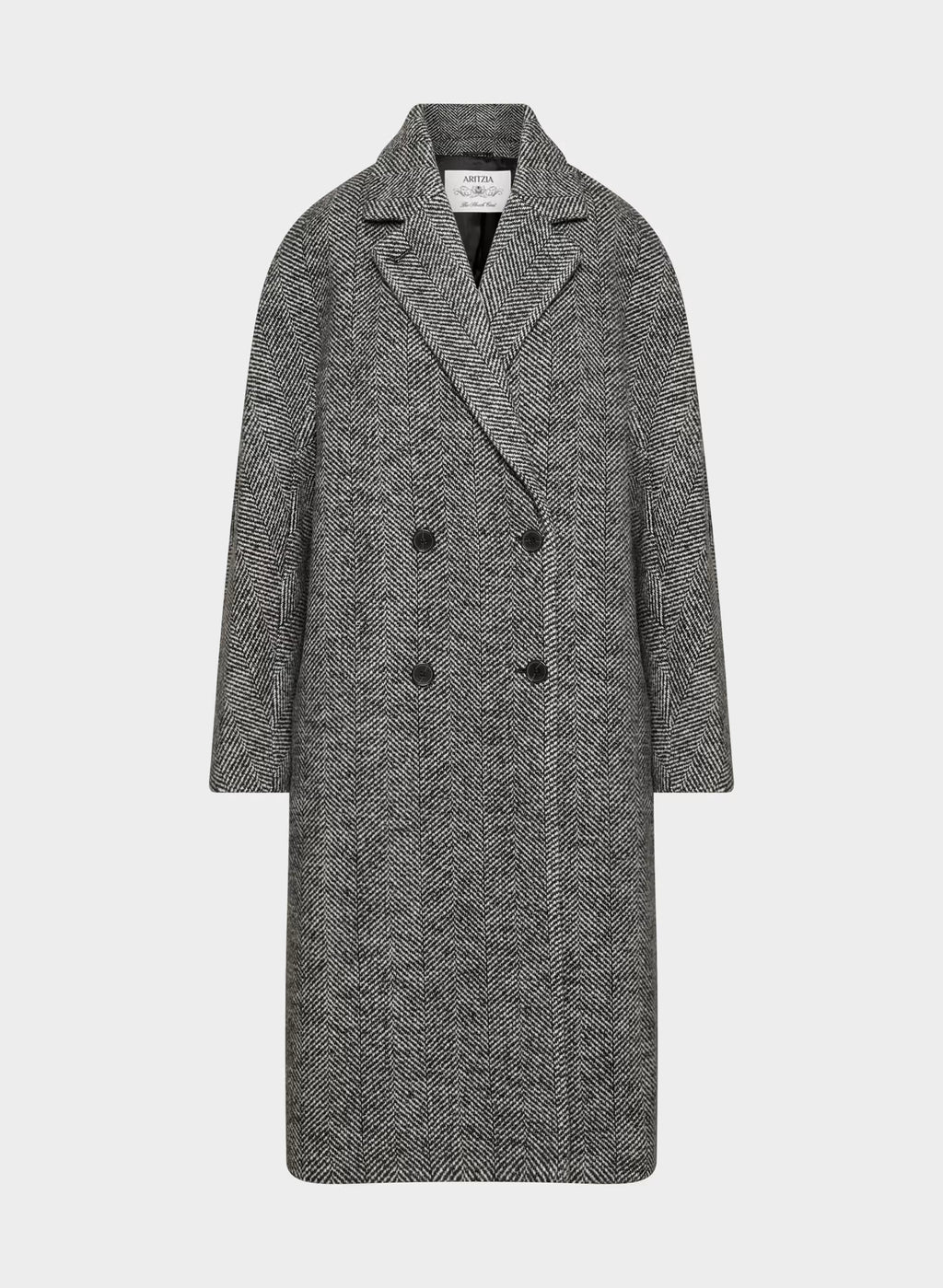 Double-Breasted Wool Cashmere Coat - Herringbone