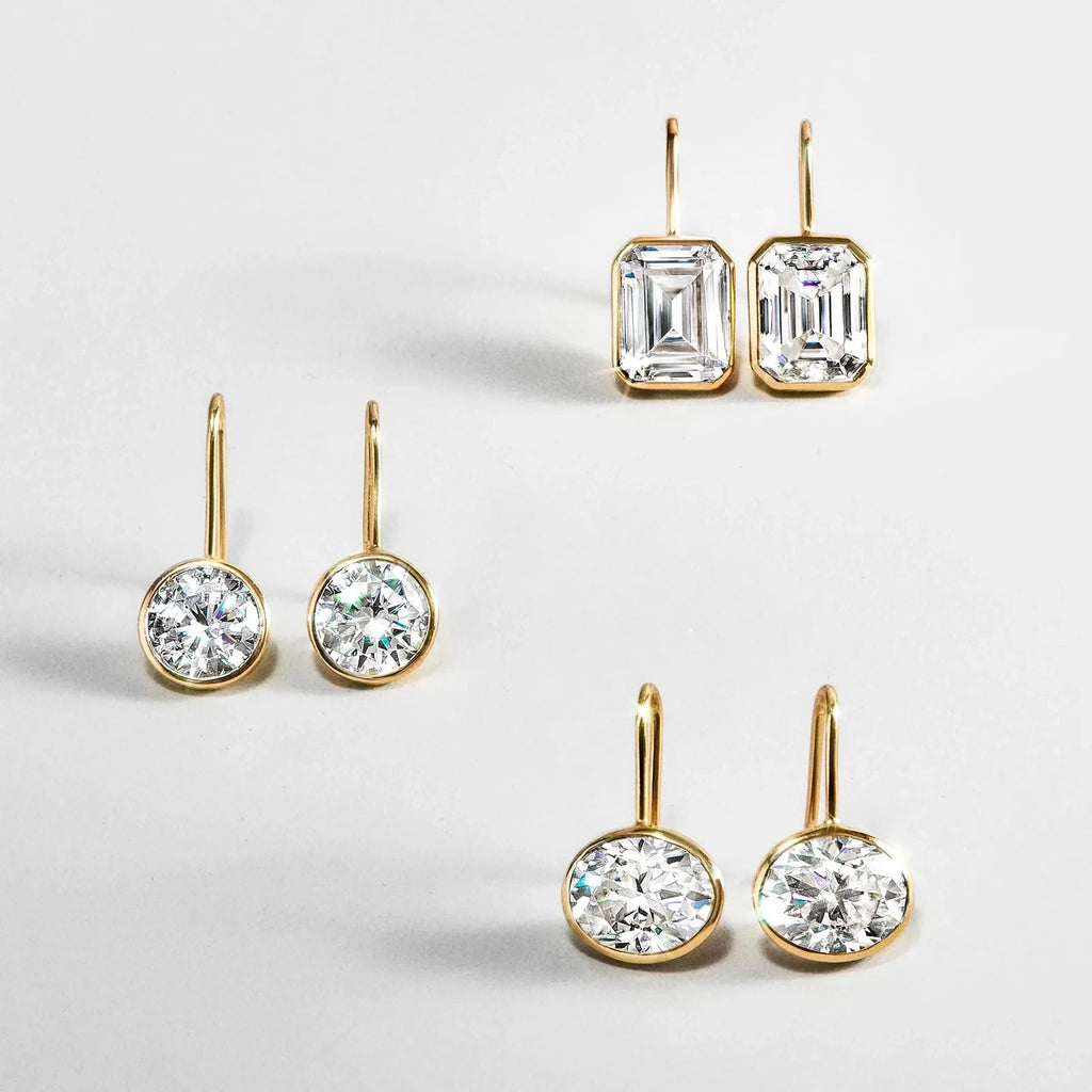 Gold-Plated Oval Crystal Drop Earrings