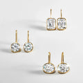 Gold-Plated Oval Crystal Drop Earrings