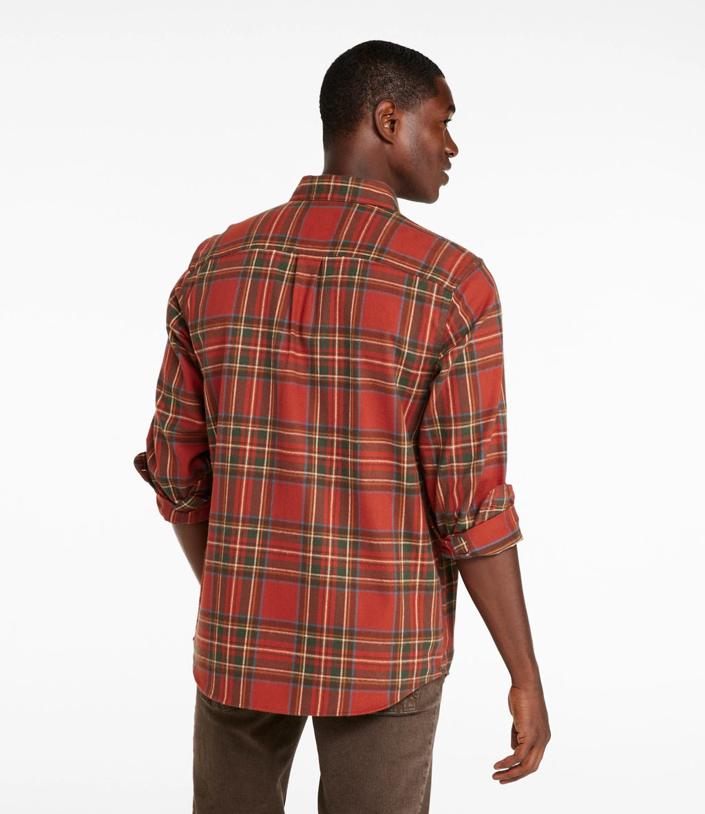 Men's Cotton Flannel Button-Down Shirt - Grey Plaid