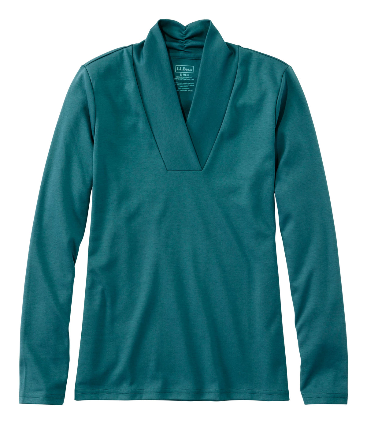 Women's Pima Cotton Shawl Collar T-Shirt - Blue