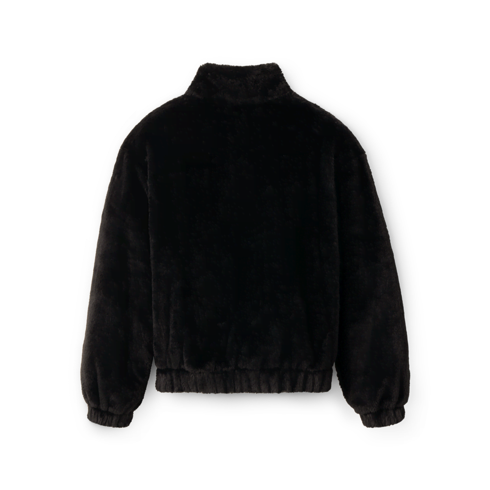 Women's Faux Fur Full-Zip Jacket - Black