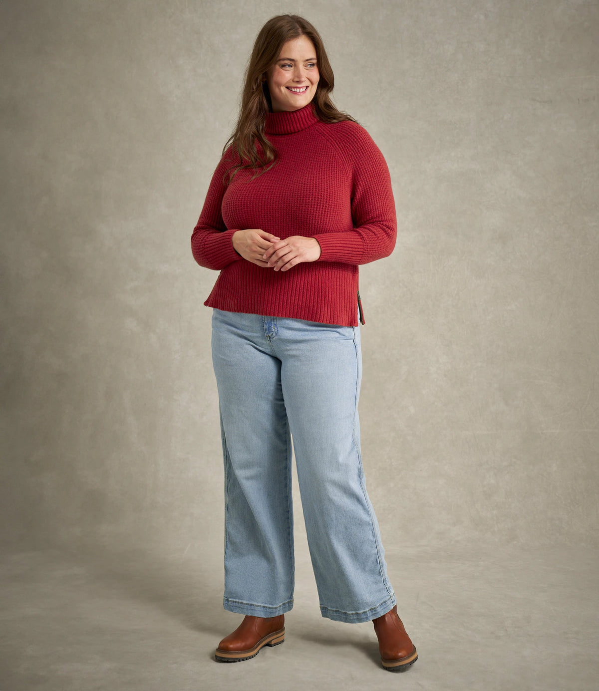 Women's Waffle Knit Turtleneck Sweater - Black