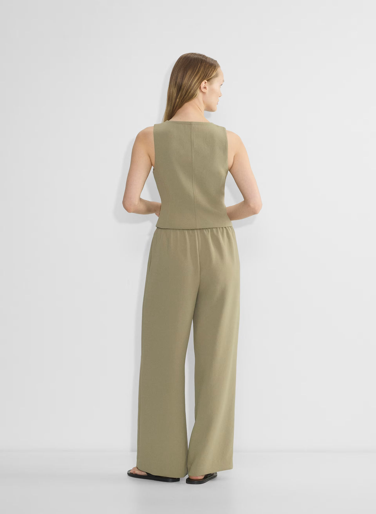 Lined Tailored Suit Vest - Olive