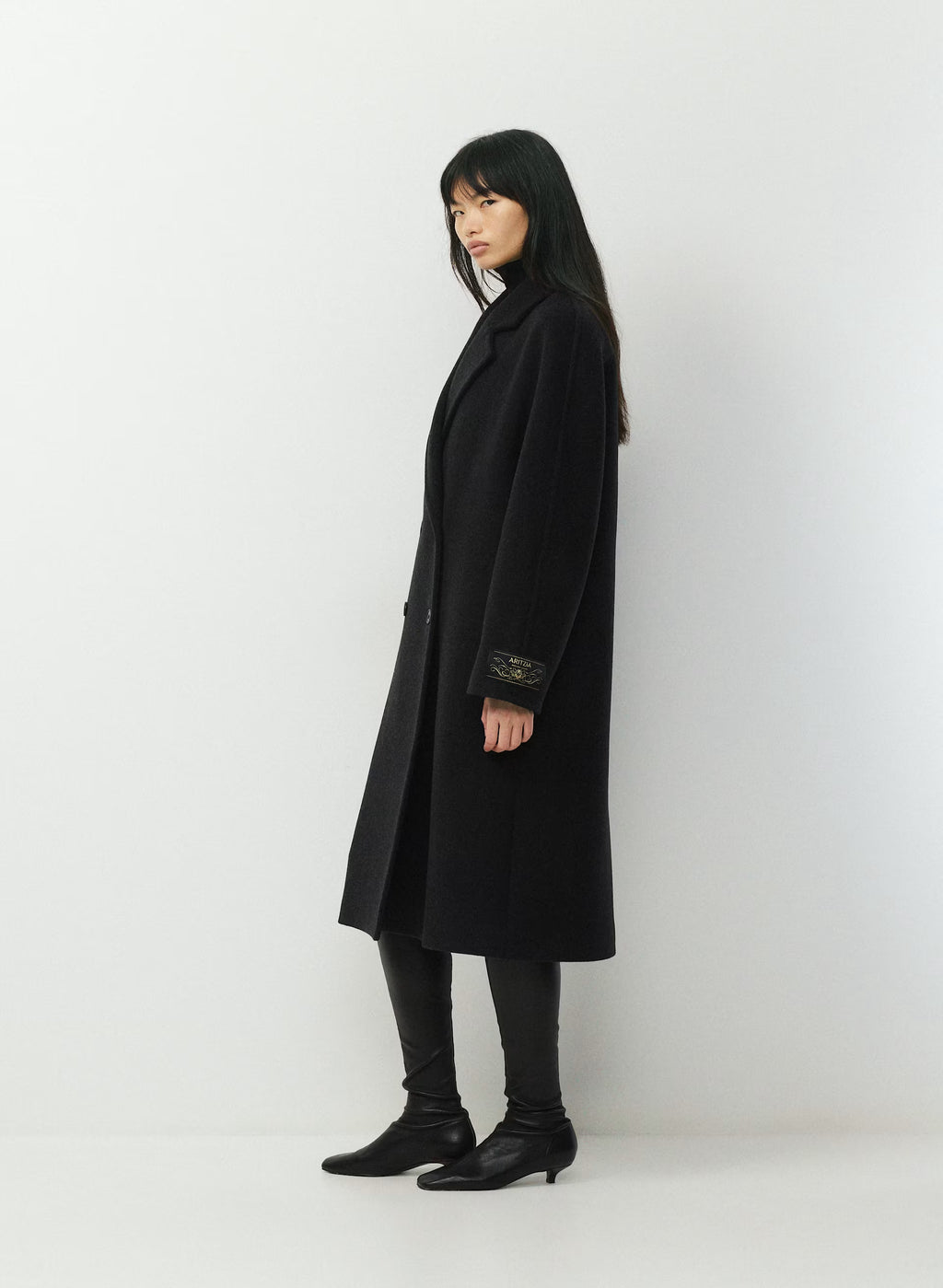 Double-Breasted Wool Cashmere Coat - Herringbone