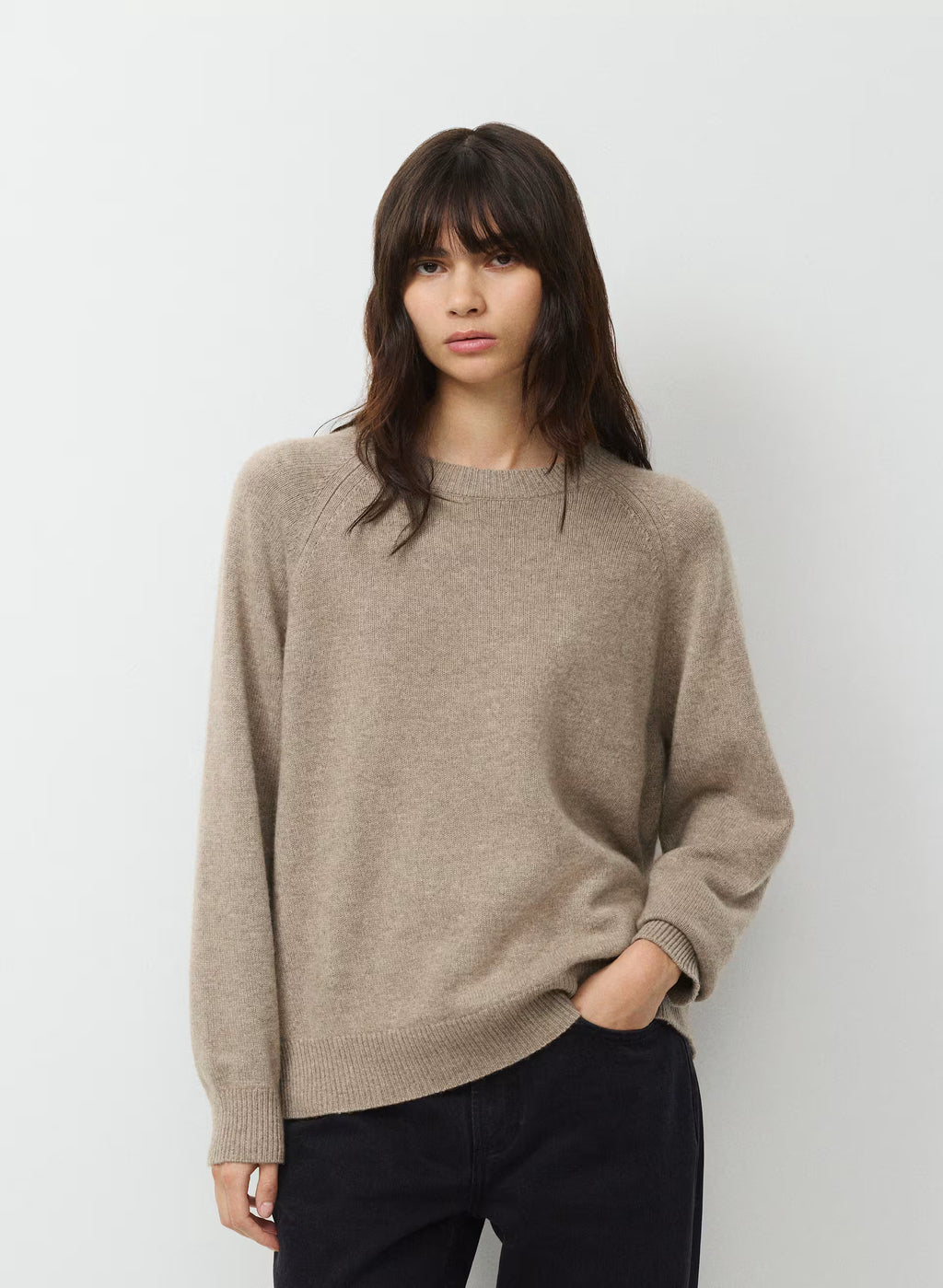 Wool Cashmere Raglan Sweater - Olive
