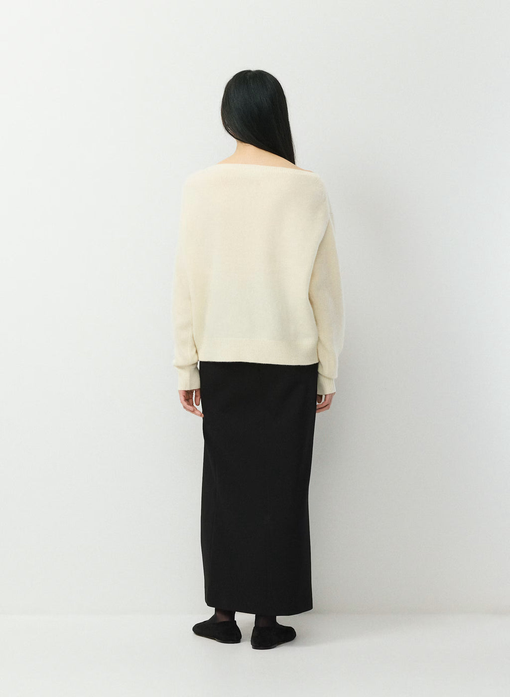 Cashmere Boatneck Sweater - Heather Gray