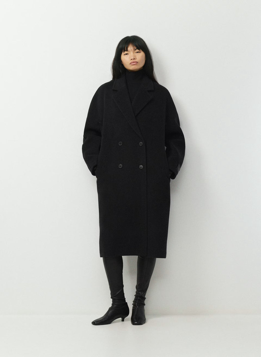 Double-Breasted Wool Cashmere Coat - Herringbone