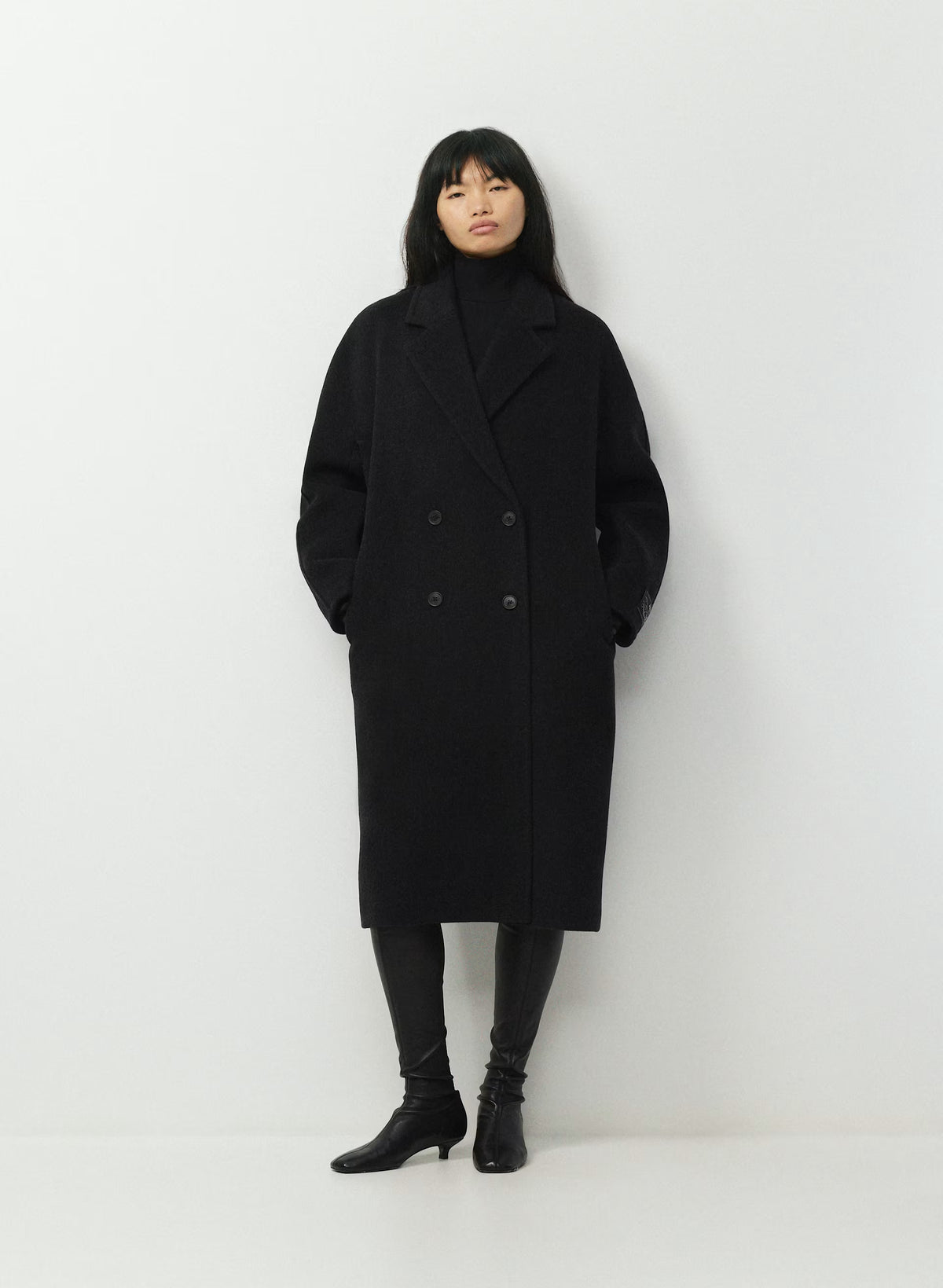 Double-Breasted Wool Cashmere Coat - Herringbone