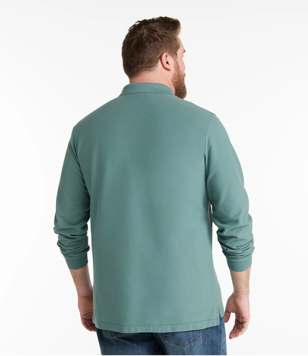 Men's Long-Sleeve Cotton Pique Polo - Lavender