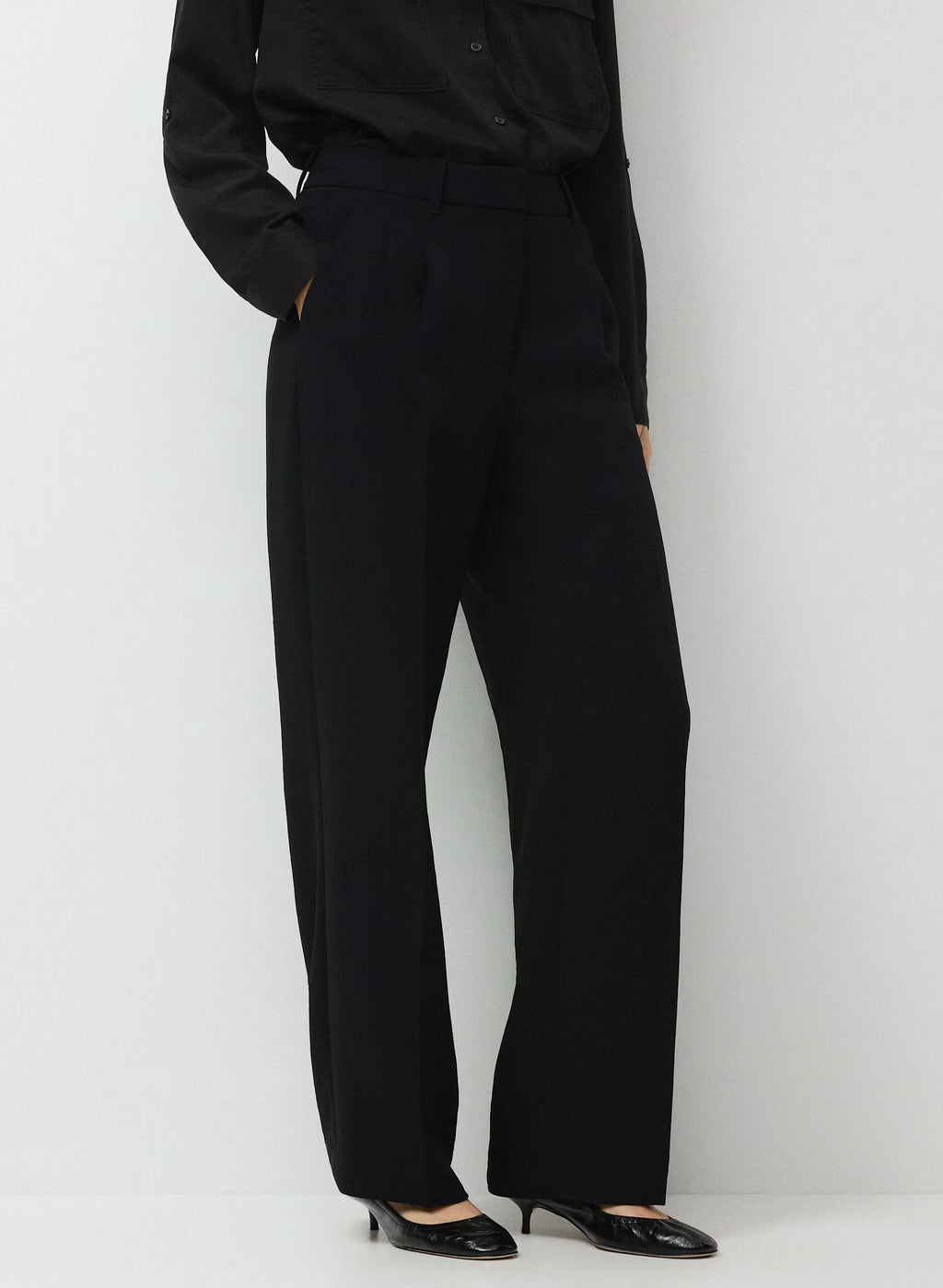 High-Rise Wide-Leg Crepe Trousers - Sand
