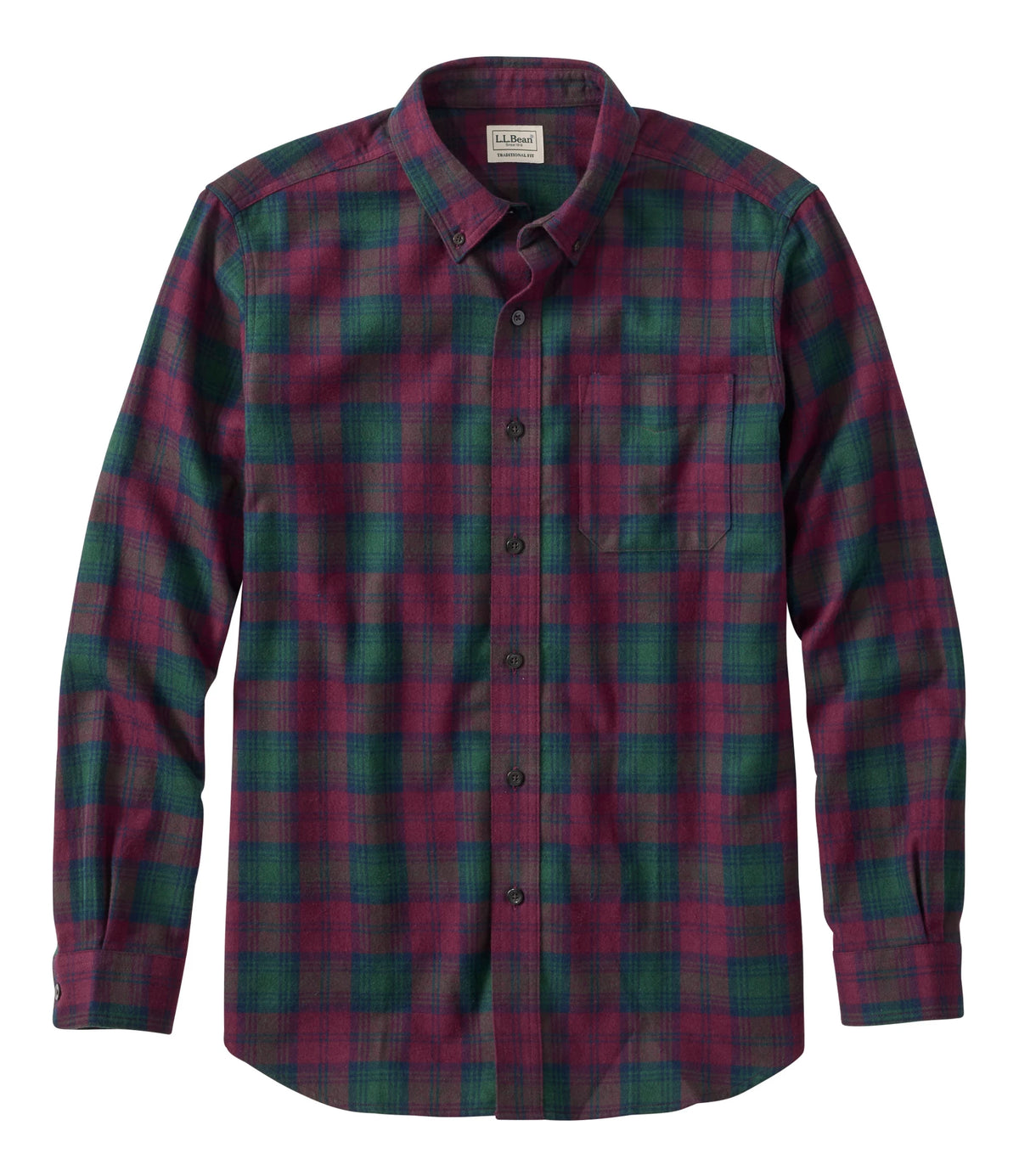 Men's Cotton Flannel Button-Down Shirt - Grey Plaid