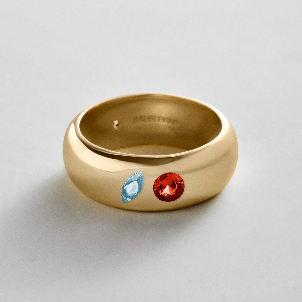 Custom Two-Stone Gold-Plated Band Ring