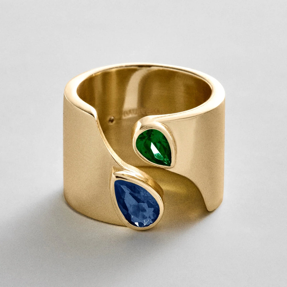 Personalized Two-Stone Open Band Ring - Gold