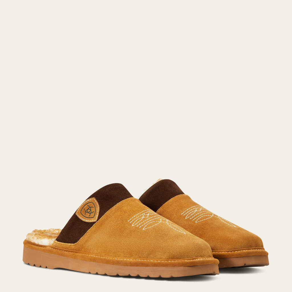 Men's Suede Square Toe Slipper - Chestnut