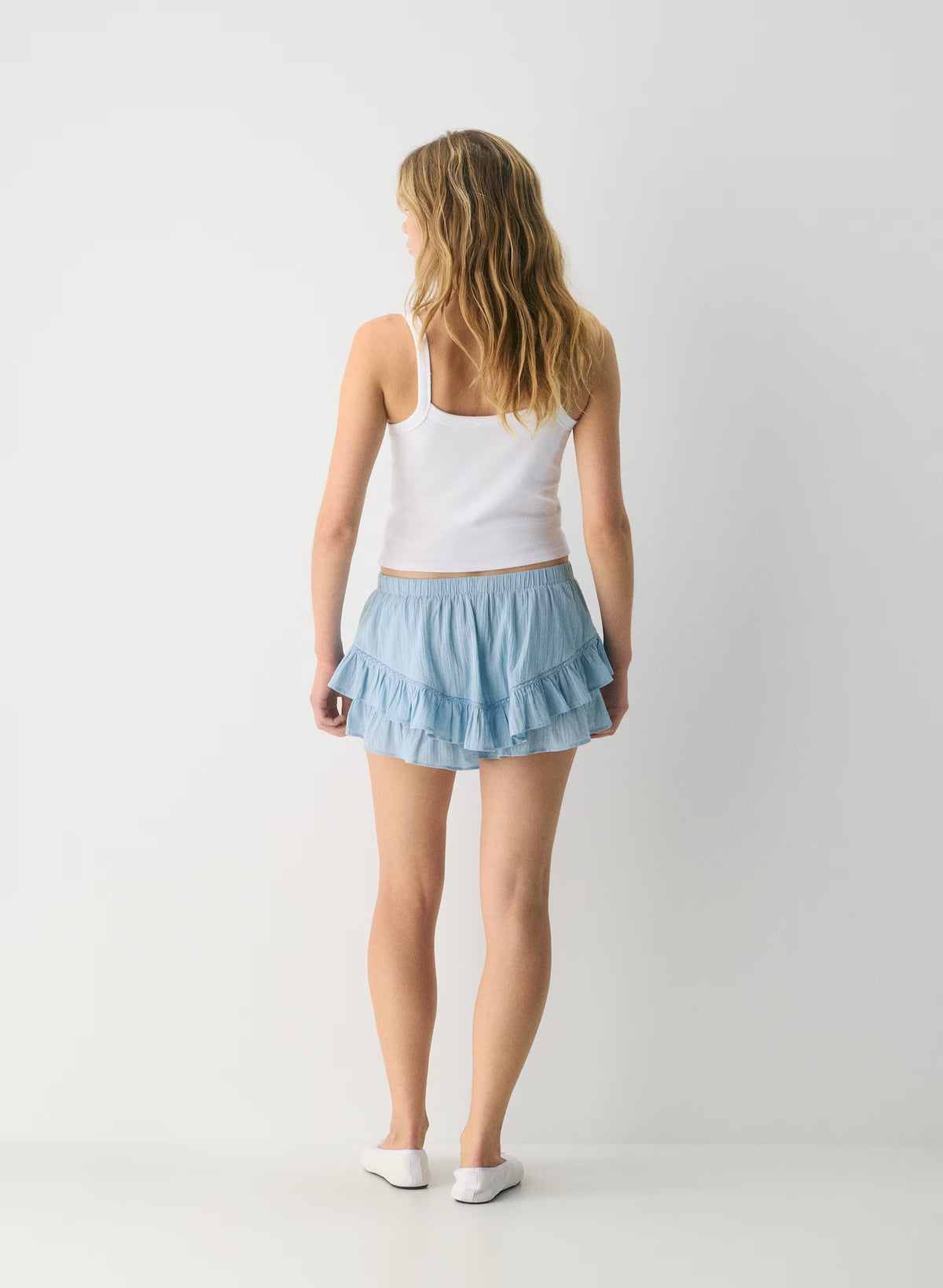 Relaxed Cotton Micro Skort - Ripple Blue