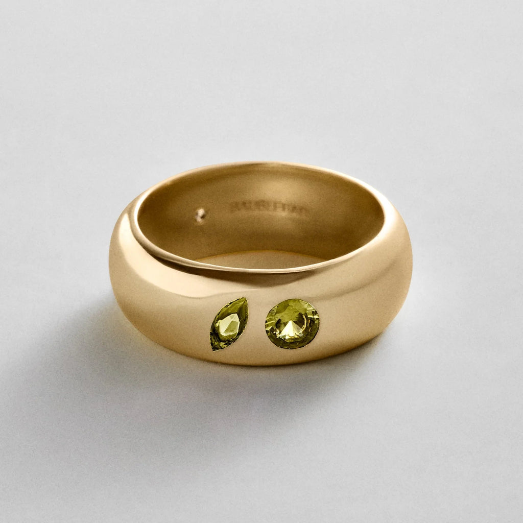 Custom Two-Stone Gold-Plated Band Ring