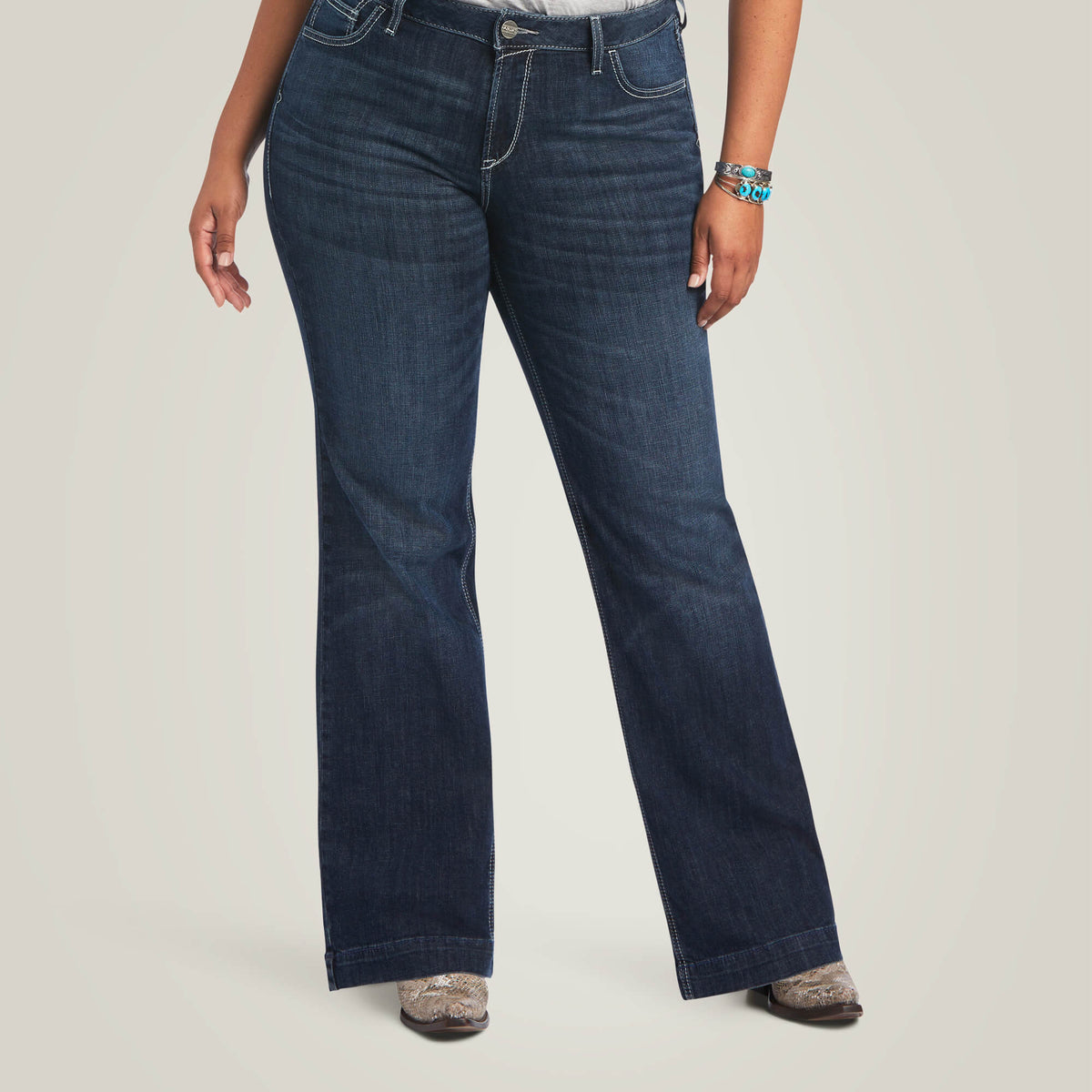 Women's Mid-Rise Stretch Trouser Jeans - Blue