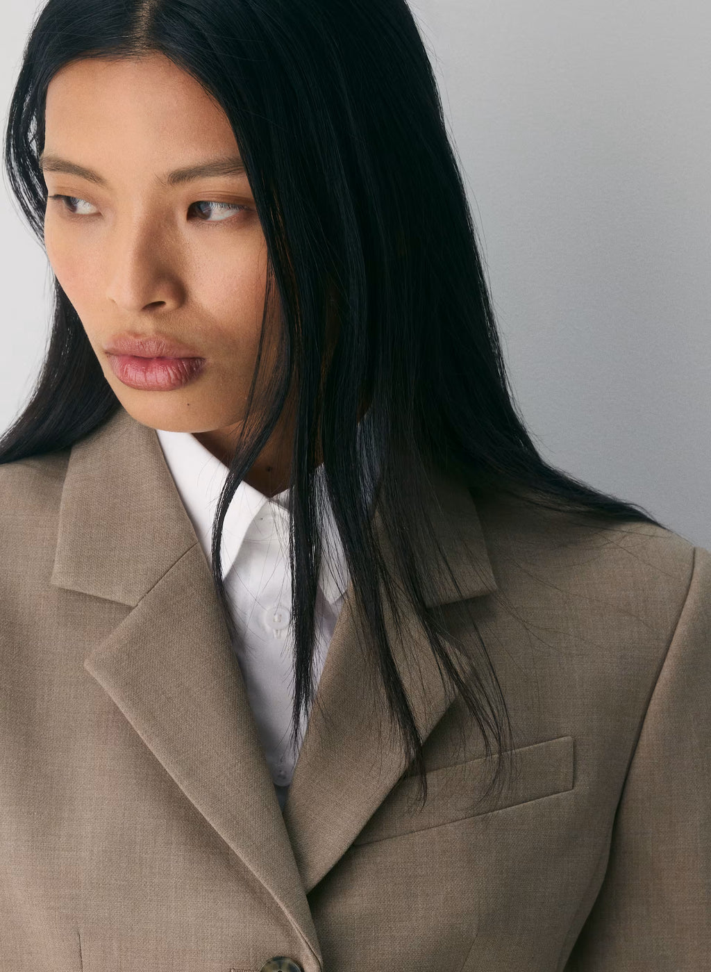 Single-Breasted Stretch Blazer - Brown Check
