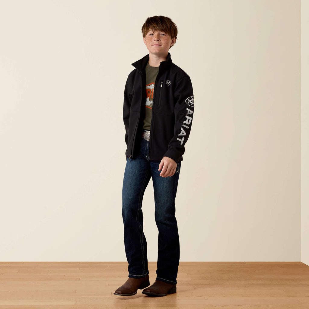 Kids' Recycled Stretch Softshell Jacket - Black