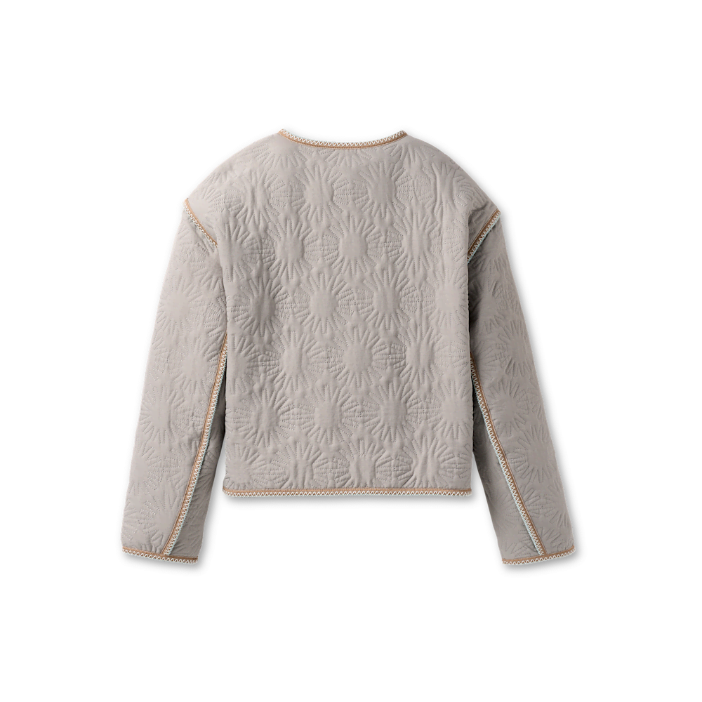 Oversized Lightweight Quilted Jacket - Light Gray