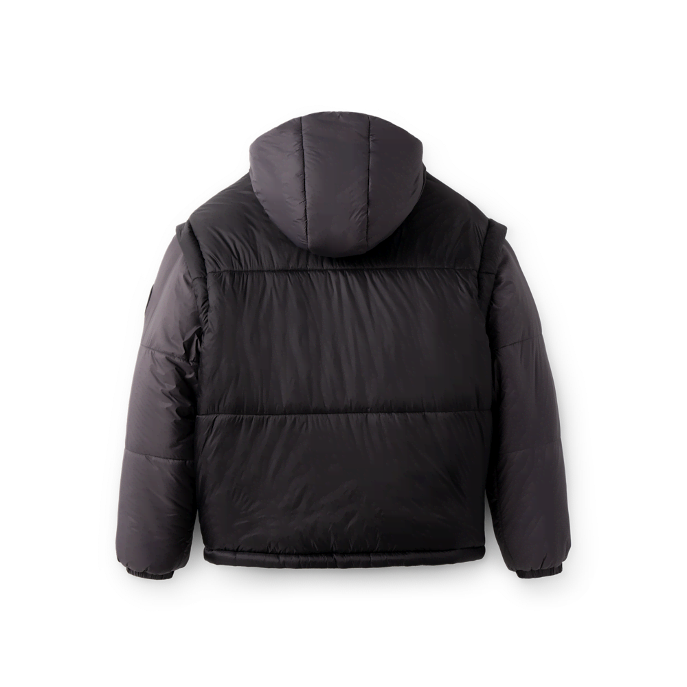 Convertible Reversible Puffer Coat - Brown Green