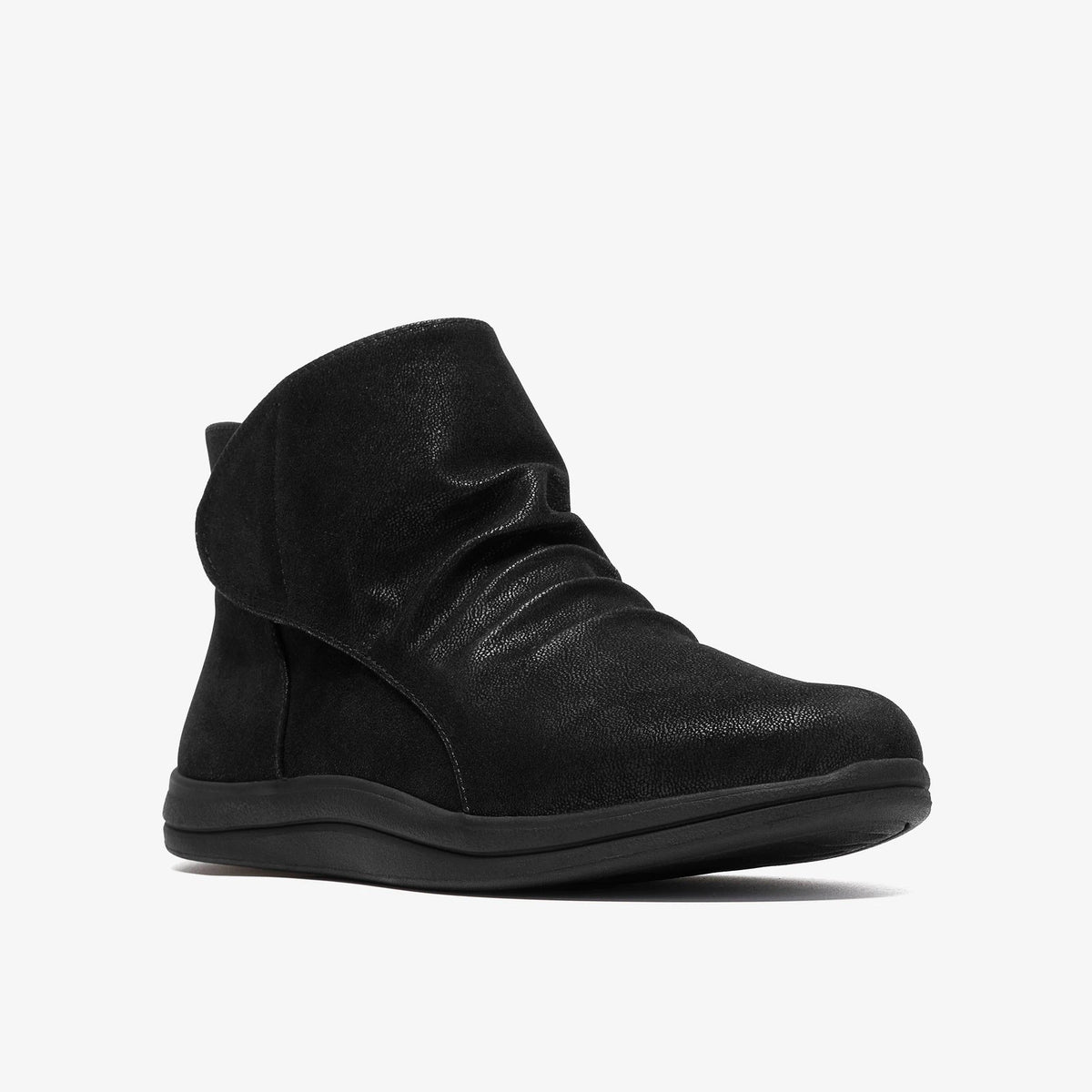Women's Textile Hook-And-Loop Ankle Boot - Black