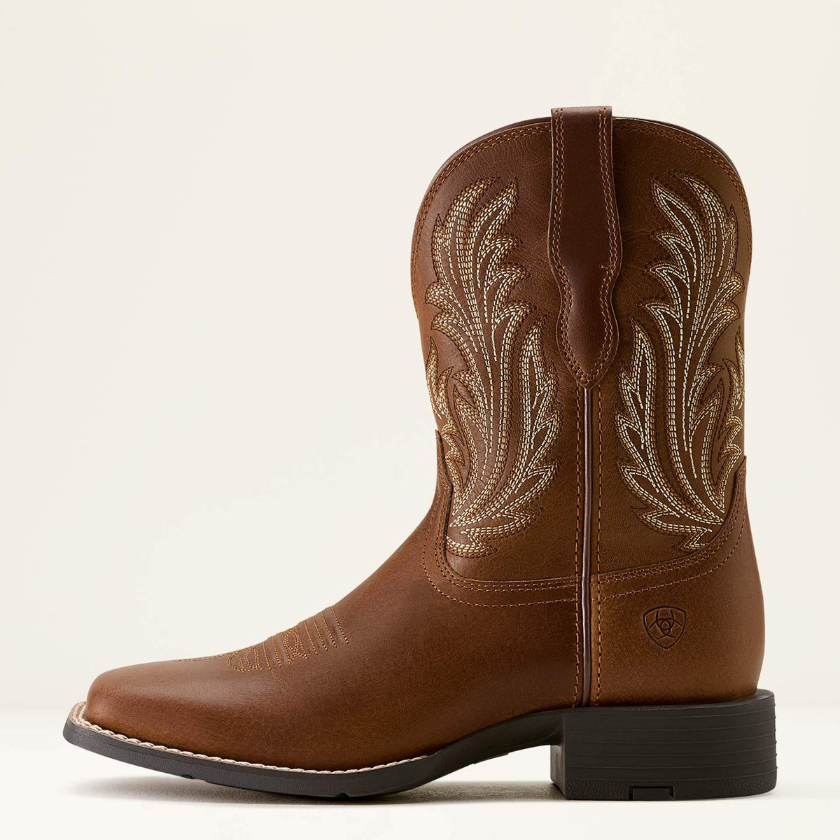Women's Leather Wide Square Toe Western Boot