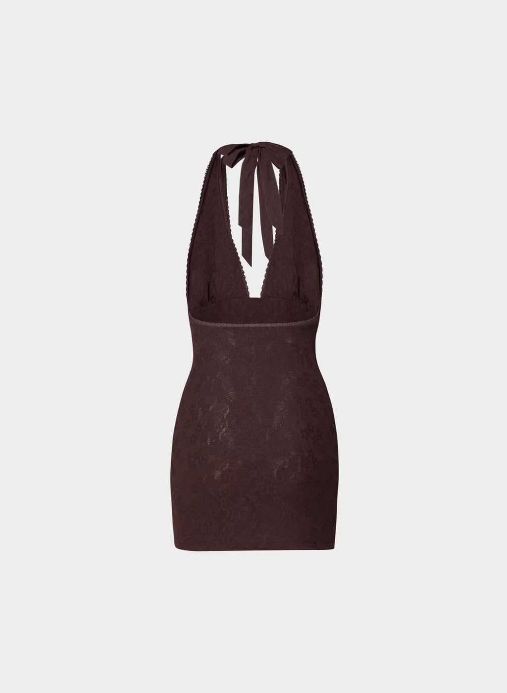 Floral Lace Halter Micro Dress - Plum