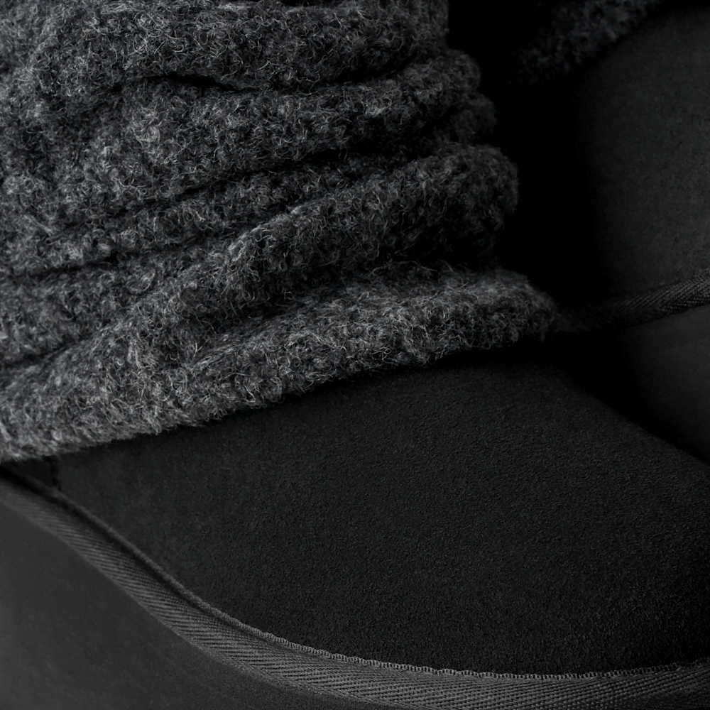 Women's Platform Boot With Knit Leg Warmer - Black