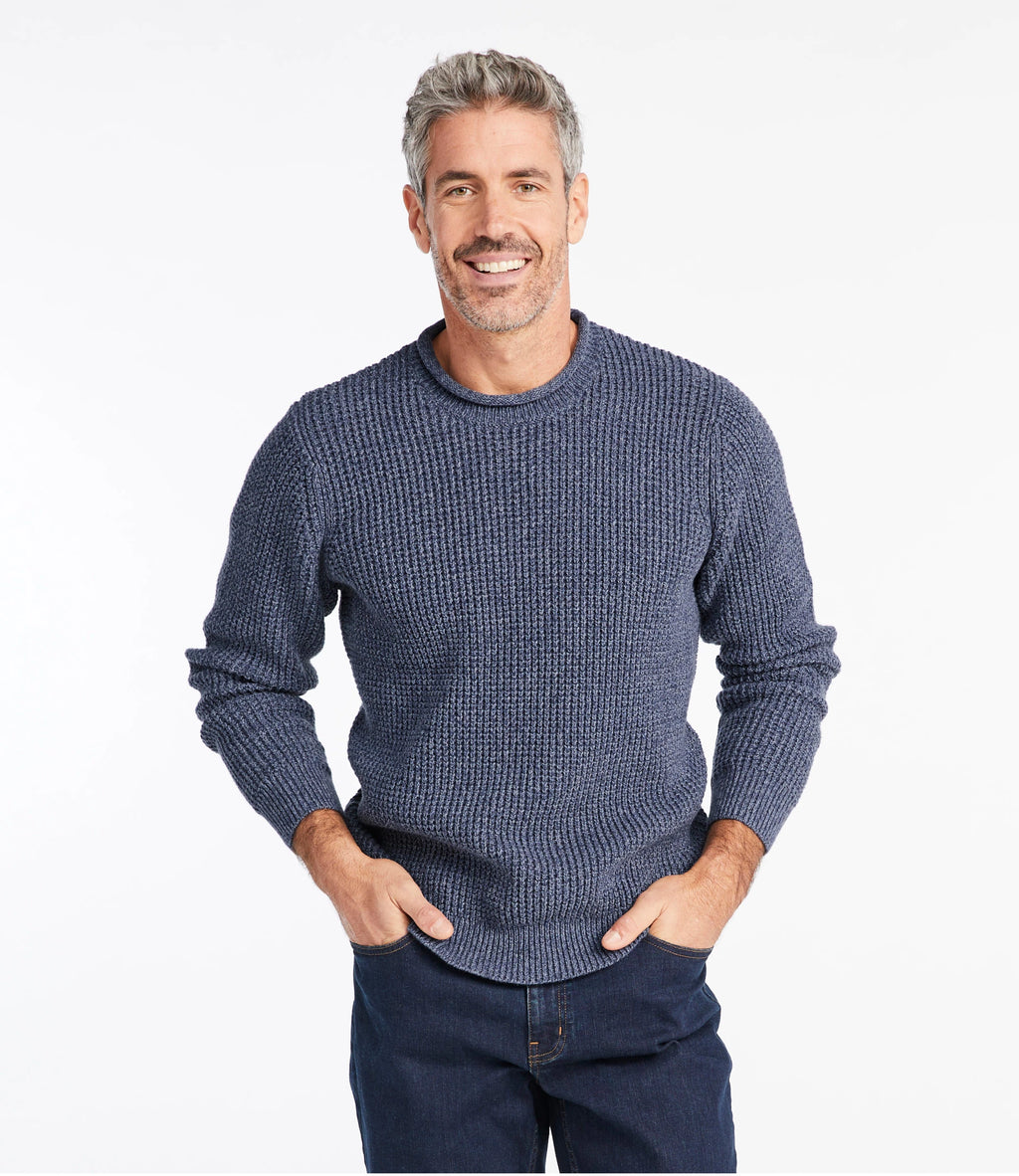 Men's Organic Cotton Waffle Knit Sweater - Indigo