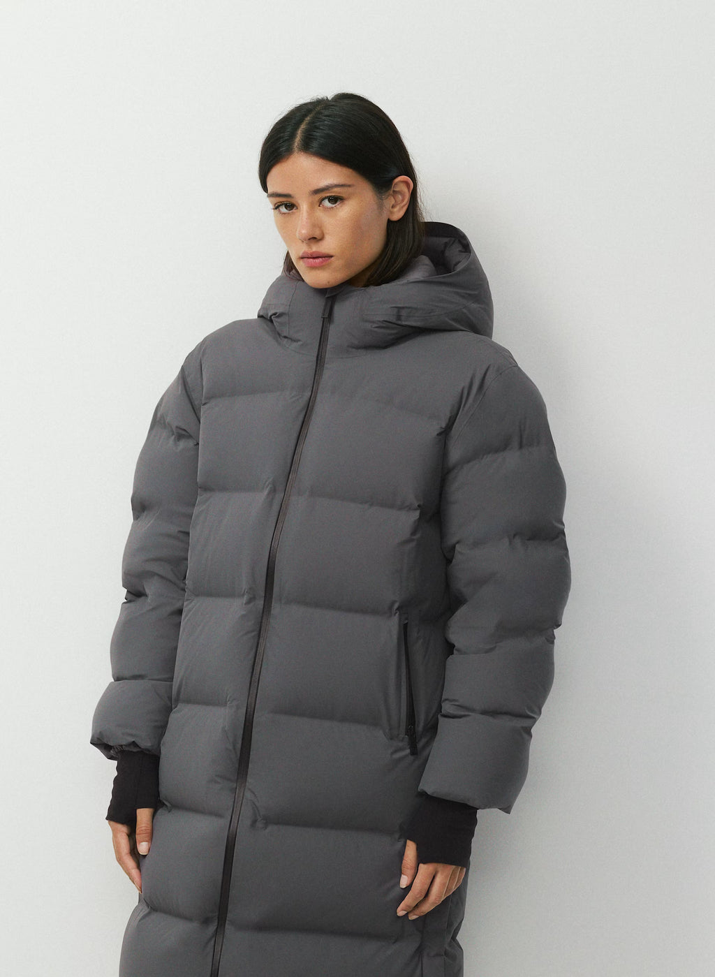 Waterproof Long Down Puffer Coat - Gray
