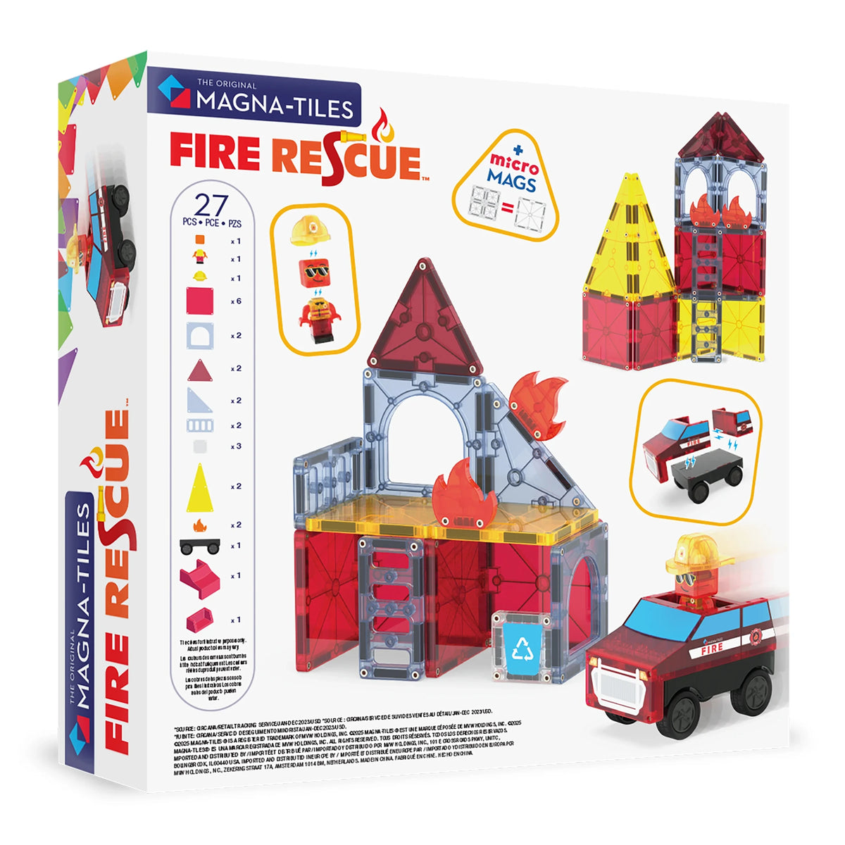 Fire Rescue Magnetic Building Set - 27 Pieces