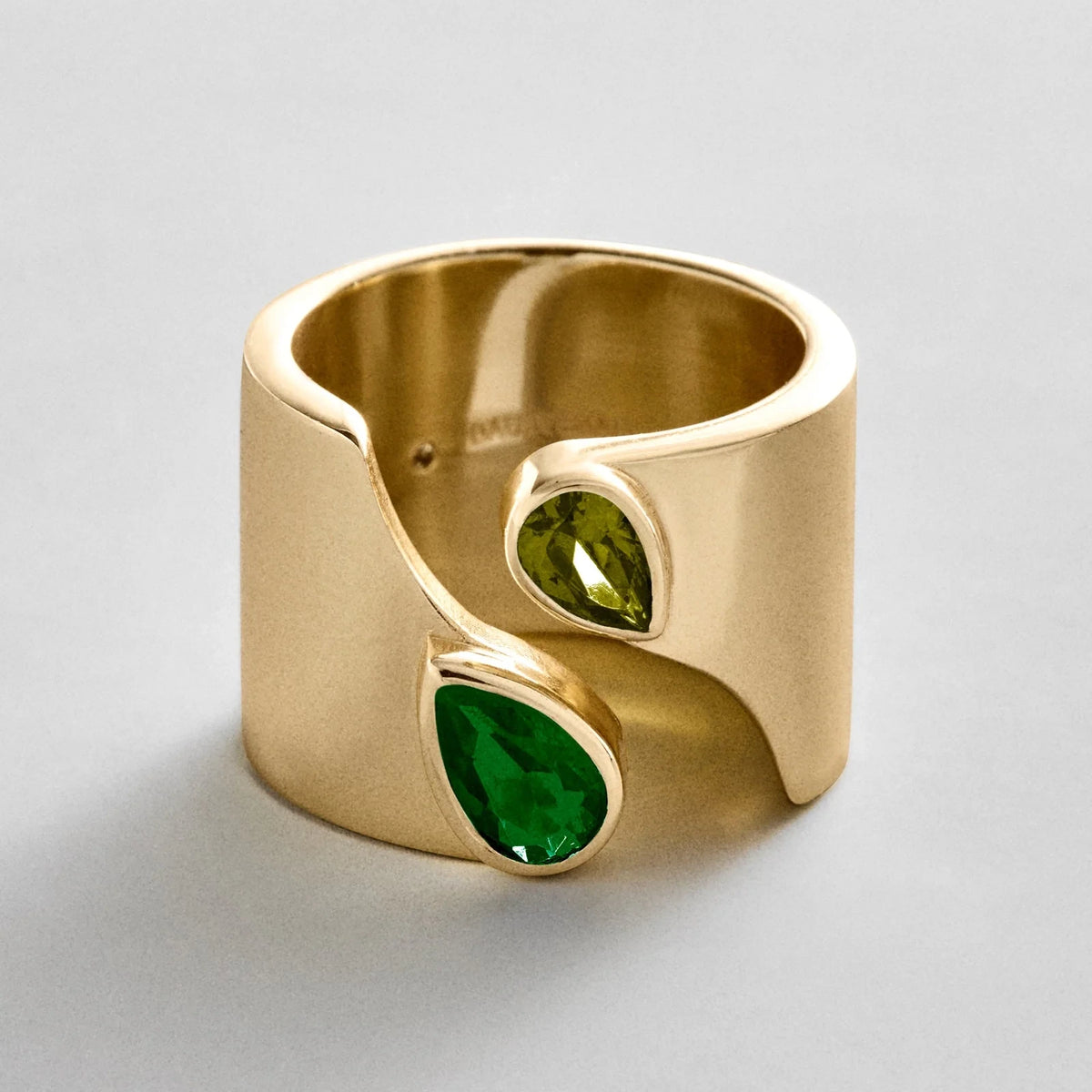 Personalized Two-Stone Open Band Ring - Gold